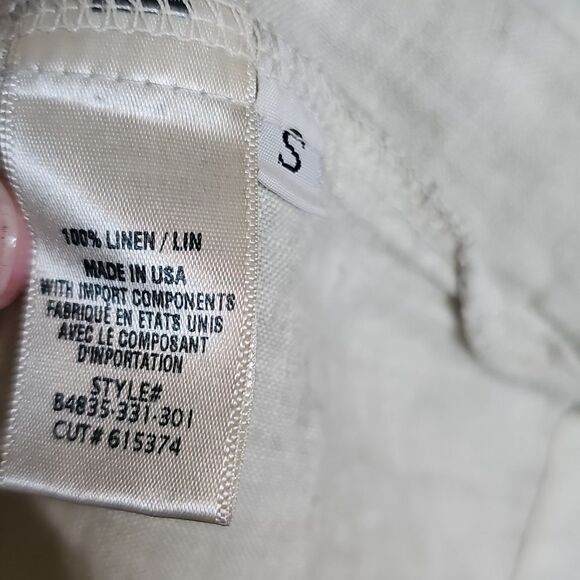 Bella Dahl Off-Shoulder Button-Up Linen Blouse Light Green Small - Picture 6 of 8